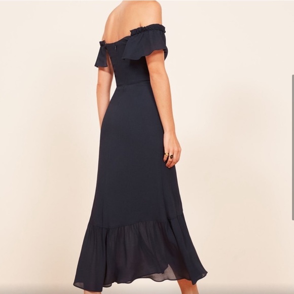 Reformation Butterfly Dress in Navy - Picture 3 of 6